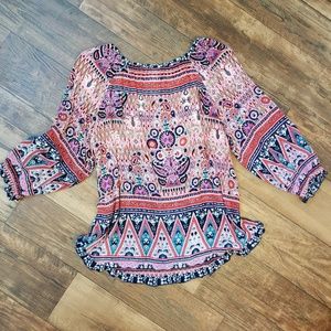 Bila Tops - Bila Sz L * Boho Tribal Trendy Blouse w/ Tassels Bila Tops - Bila Sz L * Boho Tribal Trendy Blouse w/ Tassels